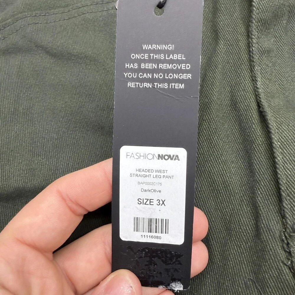 Fashion Nova Pants Womens Plus 3X Olive Headed West Straight Leg Twill Stretch